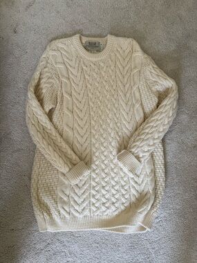 Women's Cream Cable Crewneck Sweater by Aran Sweater Market